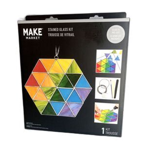 Make Market Stained Glass Kit DIY Pre-Cut Glass Colorful Hexagon NIB